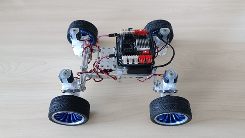 自适应四轮底盘制作、自适应四轮底盘车、自适应底盘、四轮机器人底盘、四轮小车底盘、小车、机器人小车、越野小车、越障小车、差速底盘小车、Arduino Uno、机器人小车设计、四驱底盘、样机方案