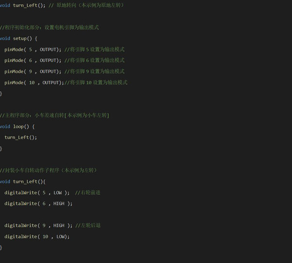 自适应四轮底盘的原地转向功能的代码图